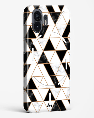 Black on White Patchwork Marble Hard Case Phone Cover (Nothing)