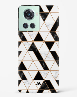 Black on White Patchwork Marble Hard Case Phone Cover (OnePlus)