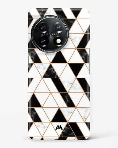 Black on White Patchwork Marble Hard Case Phone Cover (OnePlus)