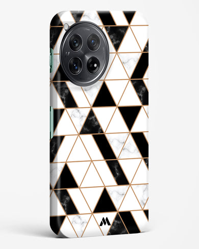 Black on White Patchwork Marble Hard Case Phone Cover (OnePlus)