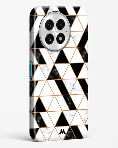 Black on White Patchwork Marble Hard Case Phone Cover (OnePlus)