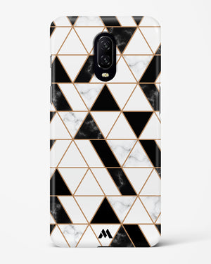 Black on White Patchwork Marble Hard Case Phone Cover-(OnePlus)