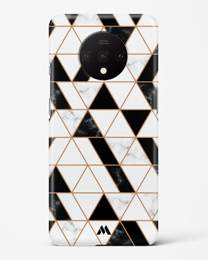 Black on White Patchwork Marble Hard Case Phone Cover-(OnePlus)