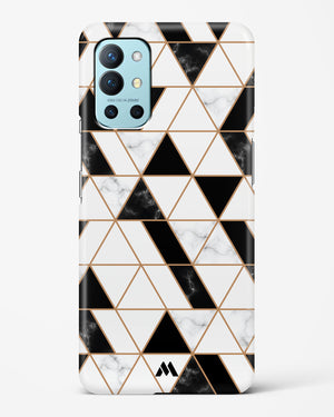 Black on White Patchwork Marble Hard Case Phone Cover-(OnePlus)