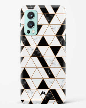 Black on White Patchwork Marble Hard Case Phone Cover (OnePlus)