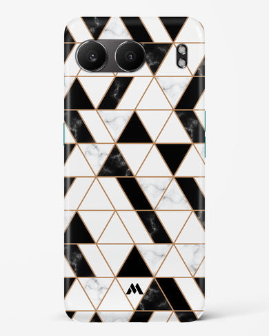 Black on White Patchwork Marble Hard Case Phone Cover (OnePlus)