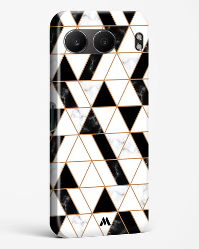 Black on White Patchwork Marble Hard Case Phone Cover (OnePlus)