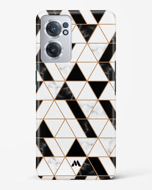 Black on White Patchwork Marble Hard Case Phone Cover (OnePlus)