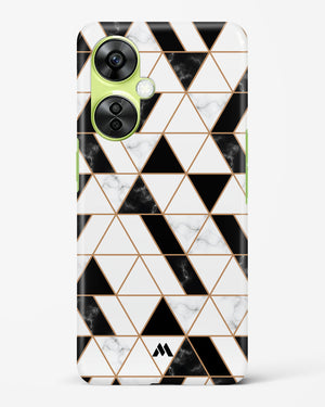 Black on White Patchwork Marble Hard Case Phone Cover (OnePlus)
