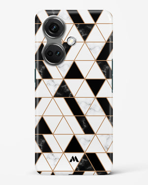 Black on White Patchwork Marble Hard Case Phone Cover-(OnePlus)