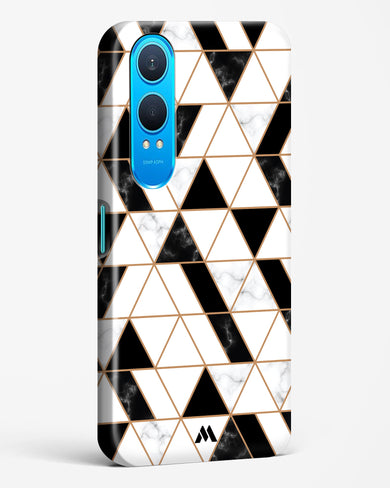 Black on White Patchwork Marble Hard Case Phone Cover (OnePlus)