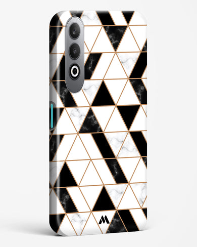 Black on White Patchwork Marble Hard Case Phone Cover (OnePlus)
