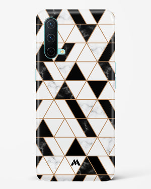 Black on White Patchwork Marble Hard Case Phone Cover-(OnePlus)