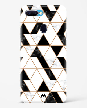 Black on White Patchwork Marble Hard Case Phone Cover-(Oppo)