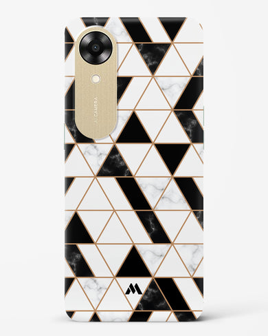 Black on White Patchwork Marble Hard Case Phone Cover (Oppo)