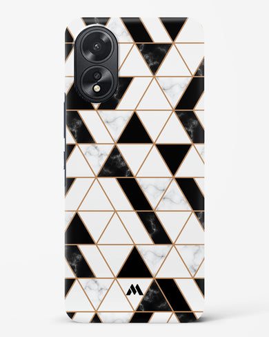 Black on White Patchwork Marble Hard Case Phone Cover-(Oppo)