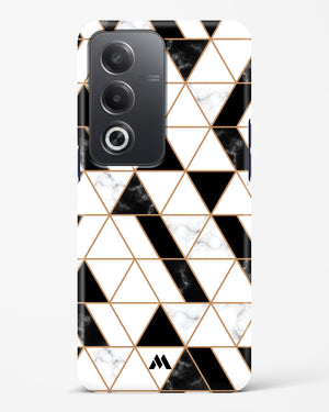 Black on White Patchwork Marble Hard Case Phone Cover (Oppo)