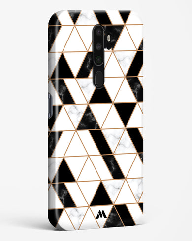 Black on White Patchwork Marble Hard Case Phone Cover (Oppo)