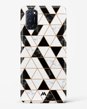 Black on White Patchwork Marble Hard Case Phone Cover-(Oppo)