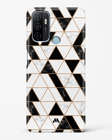 Black on White Patchwork Marble Hard Case Phone Cover-(Oppo)