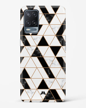 Black on White Patchwork Marble Hard Case Phone Cover (Oppo)