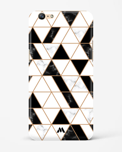 Black on White Patchwork Marble Hard Case Phone Cover (Oppo)