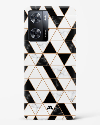 Black on White Patchwork Marble Hard Case Phone Cover-(Oppo)