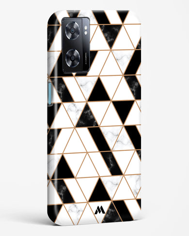 Black on White Patchwork Marble Hard Case Phone Cover-(Oppo)