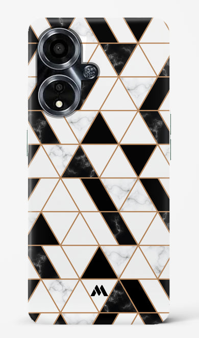 Black on White Patchwork Marble Hard Case Phone Cover (Oppo)