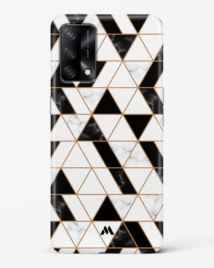 Black on White Patchwork Marble Hard Case Phone Cover-(Oppo)