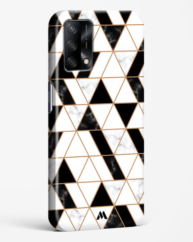 Black on White Patchwork Marble Hard Case Phone Cover (Oppo)