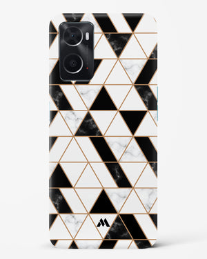 Black on White Patchwork Marble Hard Case Phone Cover-(Oppo)