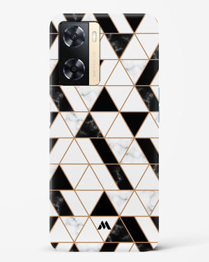 Black on White Patchwork Marble Hard Case Phone Cover-(Oppo)