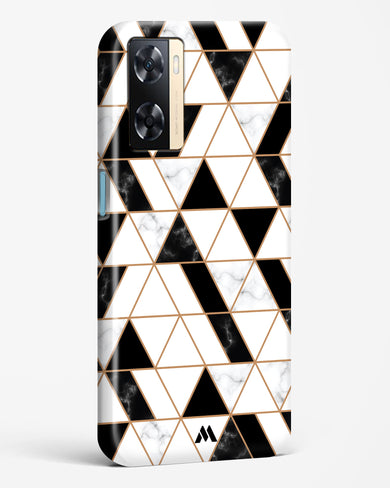 Black on White Patchwork Marble Hard Case Phone Cover-(Oppo)