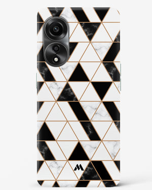 Black on White Patchwork Marble Hard Case Phone Cover (Oppo)