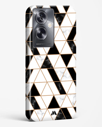 Black on White Patchwork Marble Hard Case Phone Cover-(Oppo)