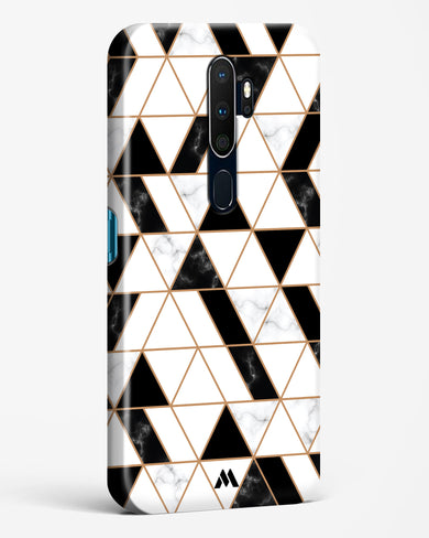 Black on White Patchwork Marble Hard Case Phone Cover (Oppo)