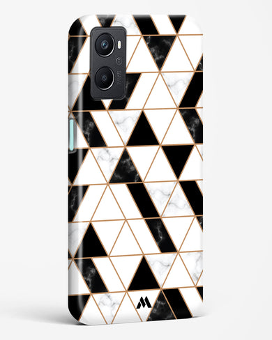 Black on White Patchwork Marble Hard Case Phone Cover-(Oppo)