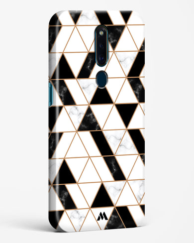 Black on White Patchwork Marble Hard Case Phone Cover-(Oppo)