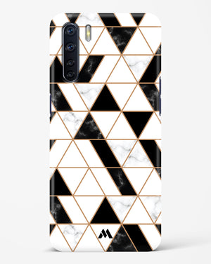 Black on White Patchwork Marble Hard Case Phone Cover-(Oppo)