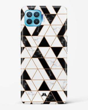 Black on White Patchwork Marble Hard Case Phone Cover-(Oppo)