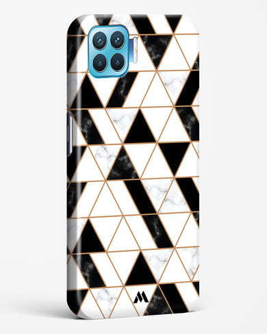 Black on White Patchwork Marble Hard Case Phone Cover (Oppo)