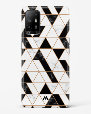 Black on White Patchwork Marble Hard Case Phone Cover-(Oppo)