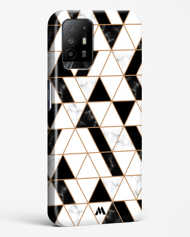 Black on White Patchwork Marble Hard Case Phone Cover (Oppo)