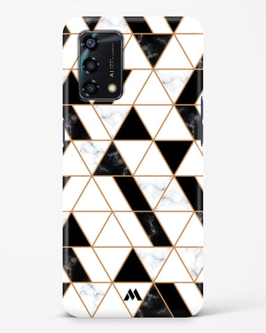 Black on White Patchwork Marble Hard Case Phone Cover-(Oppo)