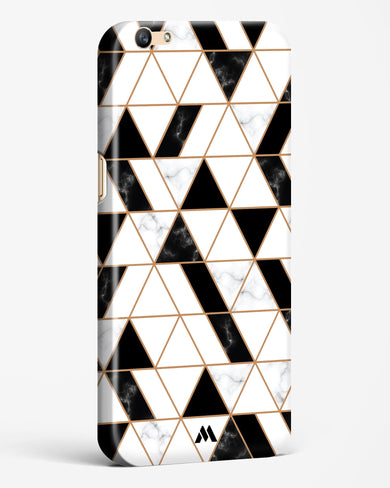 Black on White Patchwork Marble Hard Case Phone Cover (Oppo)