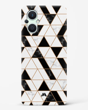 Black on White Patchwork Marble Hard Case Phone Cover-(Oppo)