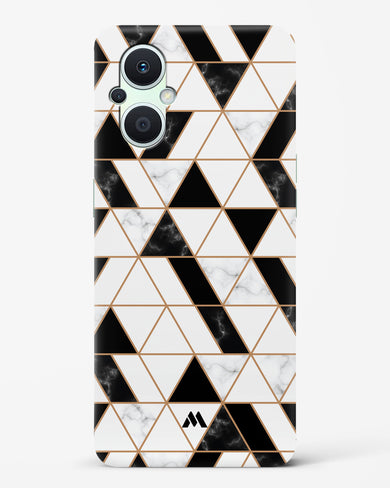 Black on White Patchwork Marble Hard Case Phone Cover (Oppo)