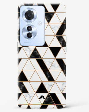 Black on White Patchwork Marble Hard Case Phone Cover (Oppo)