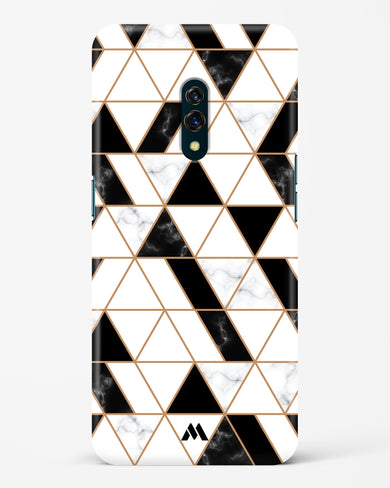 Black on White Patchwork Marble Hard Case Phone Cover-(Oppo)